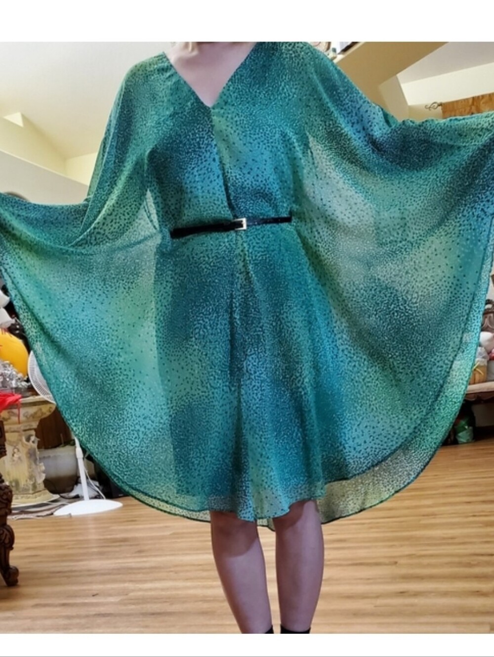 Halston Heritage Green Animal-Print Dress